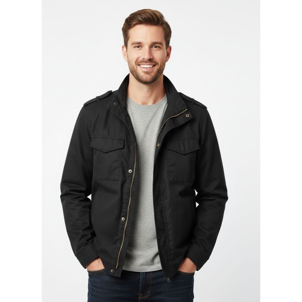 Gap Mens M-65 Military Field Jacket Size Large Black Utility Coat Epaulettes EUC